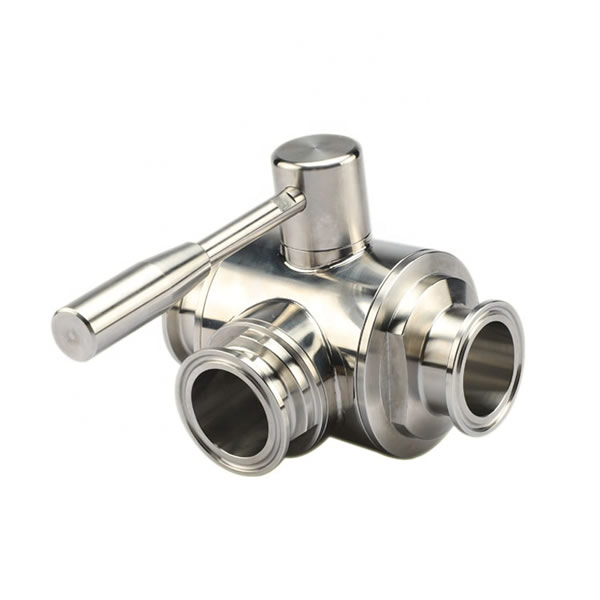 Hygienic Stainless Steel 3-way Full Bore Ball Valve Tri-clamp With Manual Type