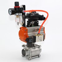Reduced Bore Three Way Ball Valve with Pnuematic Control