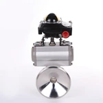 SS 304 3pc Clamp Pneumatic Actuator Tank Bottom Ball Valve 2