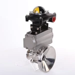 SS 304 3pc Clamp Pneumatic Actuator Tank Bottom Ball Valve 3