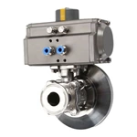 SS 304 Sanitary Pneumatic Operated Bottom 3pcs Body Ball Valve For Food4