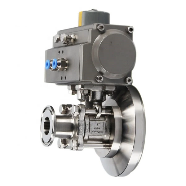 SS 304 Sanitary Pneumatic Operated Bottom 3pcs Body Ball Valve For Food3