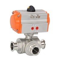 Stainless Steel 3Way Clamp Ball Valve with Actuator